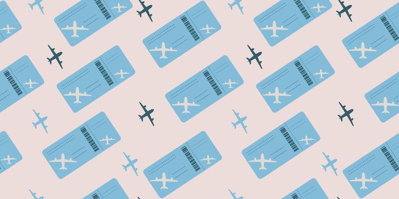 Seamless pattern of plane tickets.