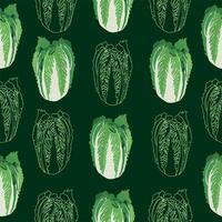 Seamless pattern of fresh Peking cabbage icon. Cabbage for the farmer's market, design of vegetarian salads, organic products vector