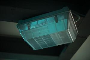 Lamp on ceiling. Lamp in pedestrian crossing. Luminaire is turned off. photo