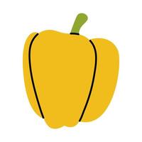 Minimalist yellow bell pepper graphic in flat style, perfect for food design projects vector