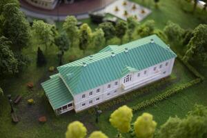 Building layout. Model of a town in the mountains. House from the 19th century. photo