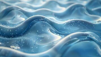 Water surface with small rolling waves abstract pattern closeup image. Rippled azure sea with small bubbles close up photography. Nature beauty contemplation concept photo realistic