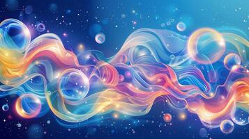 Translucent fluids and bubbles background image. Composition with glowing elements 2d illustration wallpaper picture backdrop. Abstraction concept for business presentation corporate photo