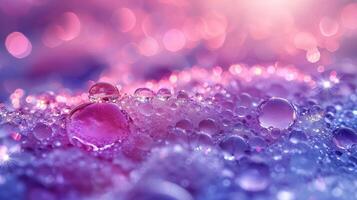 Sparkling water drops on snow surface closeup image. Shiny dew droplets covering ice in winter season close up photography. Spellbound frozen nature concept photo realistic