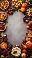 Thanksgiving Dinner Feast Food Table Setting Border Background photo