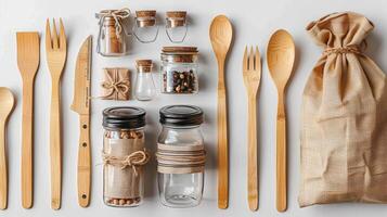 Bamboo utensils and spoons photo
