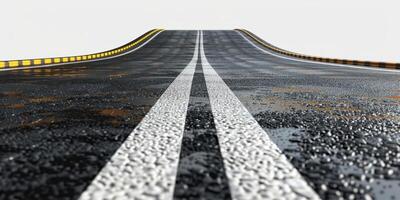 An empty road with two white lines on it photo