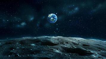 The earth is seen from the moon in this image photo