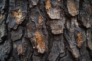 Close-up Texture of Rough, Cracked Tree Bark photo