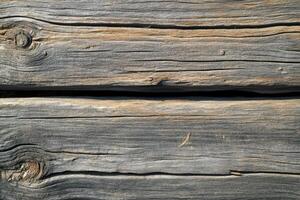 Weathered Wooden Planks with Knots and Grain photo