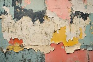 Abstract Pattern of Peeling Paint on a Weathered Wall photo