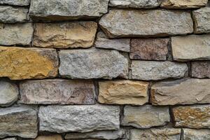 Rough Stone Wall with Irregularly Shaped Stones photo