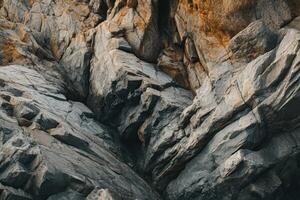 A Close-Up View of Rugged Gray and Yellow Rock Formations photo