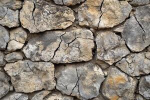 Cracked and Weathered Stone Wall Texture photo