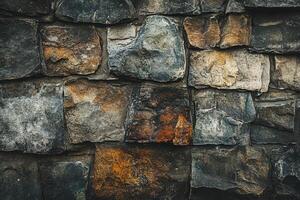 Close-Up of a Weathered Stone Wall photo