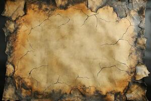 Aged Parchment Paper with Cracks and Burn Marks photo