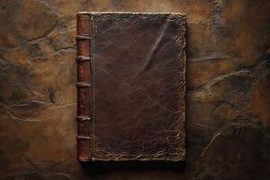 Antique Leather-Bound Book on Rough Surface photo
