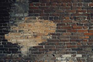 Weathered Brick Wall With Patch of Lighter Mortar photo