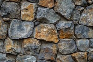 Close-up of a weathered, rustic stone wall photo
