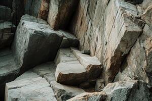 Close-up of Large, Rough, Grey and Brown Rock Formations photo