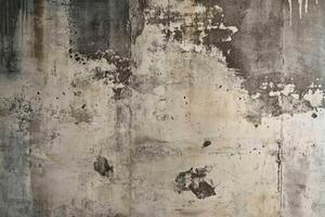 Weathered Concrete Wall with Flaking Paint and Drips photo