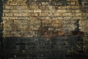Weathered Brick Wall with Black Paint photo