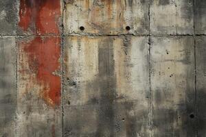 Weathered Concrete Wall with Red and White Paint Splashes photo
