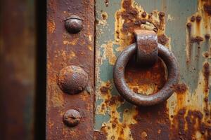 Rusty Metal Door with a Ring Handle photo