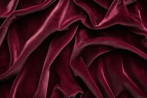 Close-up of Red Velvet Fabric with Soft Drapes photo