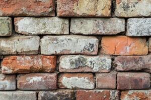 Weathered Brick Wall with Uneven Mortar photo