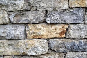 A Close-up View of a Stone Wall Composed of Large, Irregularly Shaped Rocks photo