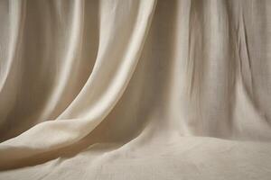 Draped Beige Fabric with a Grid Pattern photo