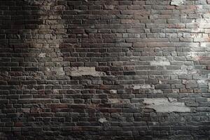 Weathered Brick Wall with Light Shining Through photo