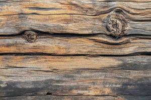 Weathered Wooden Plank with Knots and Grain photo