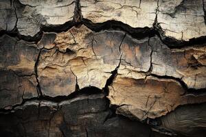 Close-up of Cracked and Weathered Tree Bark photo
