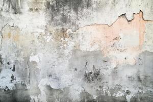 Weathered Concrete Wall with Flaking Paint and Cracks photo