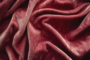Close-up of Draped Red Velvet Fabric photo