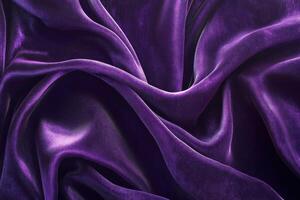 Close-up of a Draped Purple Fabric with a Glittering Texture photo