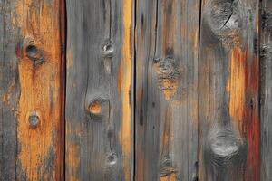 Weathered Wooden Planks with Knots and Peeling Paint photo