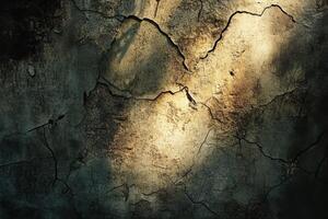 Cracked Concrete Wall with Light Shining Through photo