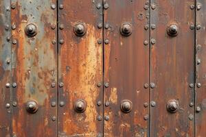 Rusty Metal Panels with Rivets and Bolts photo