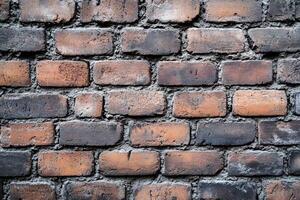 Weathered Brick Wall with Mortar and Irregular Bricks photo
