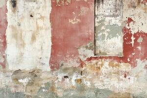 Weathered Wall with Peeling Paint and Patches of Color photo