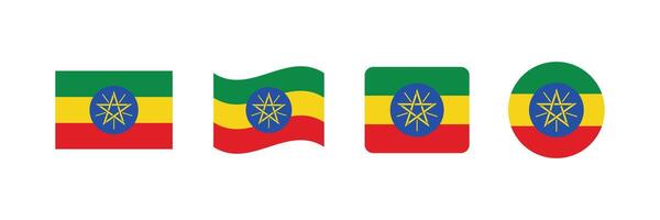 Ethiopia flag. Set of Ethiopia Flags Collection. vector