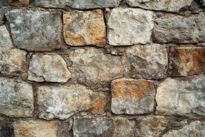 Weathered Stone Wall with Irregularly Shaped Blocks photo