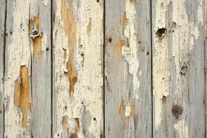 Close-Up of Weathered Wooden Planks with Peeling Paint photo