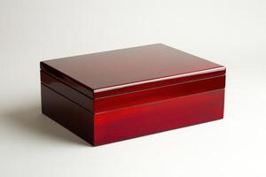 Closed Wooden Box with a Red Stain Finish photo