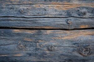 Weathered Gray Wooden Planks with Knots and Cracks photo