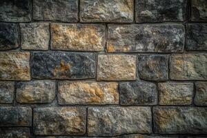 Weathered Stone Wall with Irregular Bricks photo