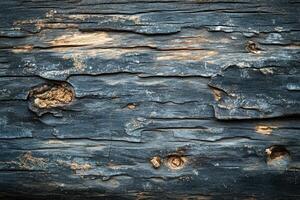 Weathered Dark Wood with Knots and Cracks photo